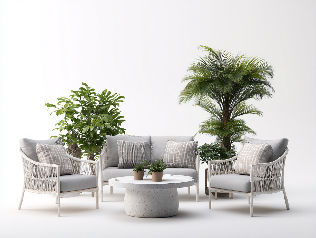 Canapé de jardin ensemble rotin synthétique 200x85x75 cm - gris clair - blanc - extérieur design contemporain-Homimyhome