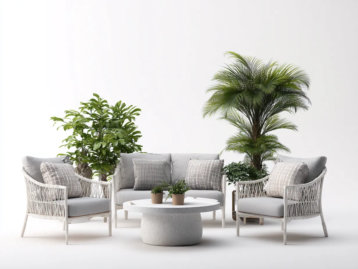 Canapé de jardin ensemble rotin synthétique 200x85x75 cm - gris clair - blanc - extérieur design contemporain-Homimyhome