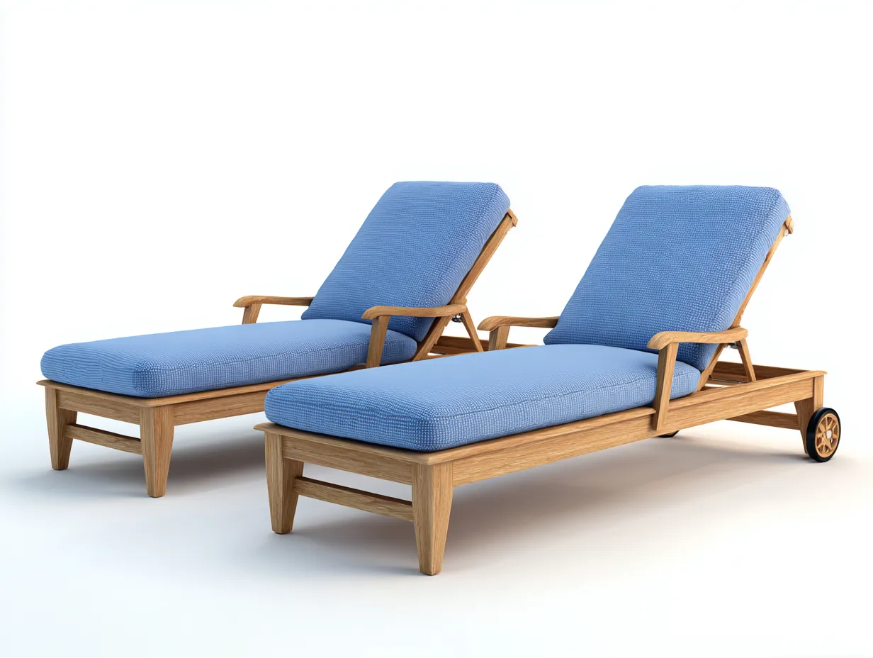 Bain de soleil en bois avec coussin 200x70x35 cm - bleu - style moderne pour usage extérieur-Homimyhome