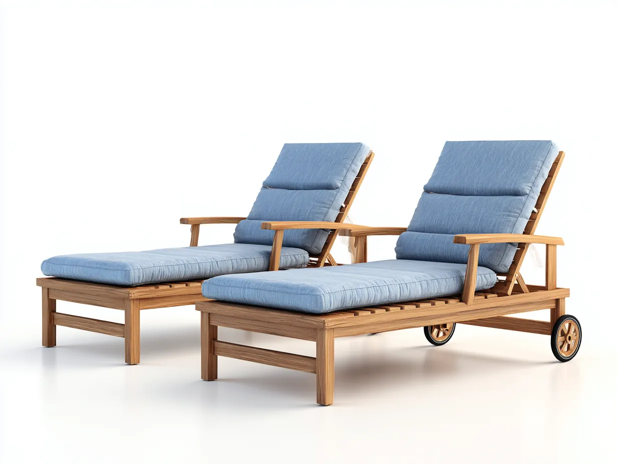 Bain de soleil en bois avec coussin 200x70x35 cm - bleu clair - style moderne pour usage extérieur-Homimyhome