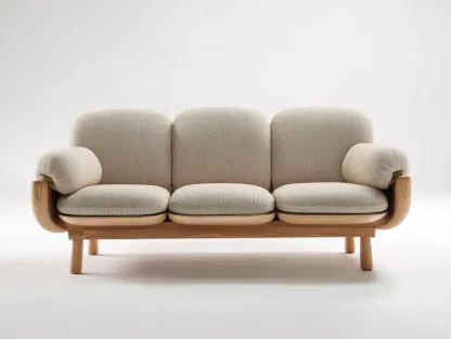 Canapé 3 places tissu et bois massif 210x90x78 cm - beige - design scandinave-Homimyhome