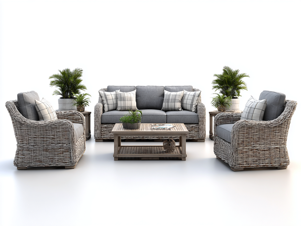 Canapé de jardin ensemble rotin synthétique 3 places 210x90x75 cm - gris - extérieur design contemporain-Homimyhome