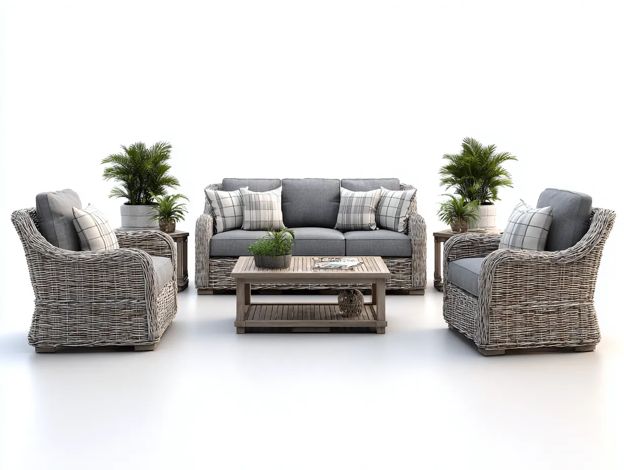 Canapé de jardin ensemble rotin synthétique 3 places 210x90x75 cm - gris - extérieur design contemporain-Homimyhome