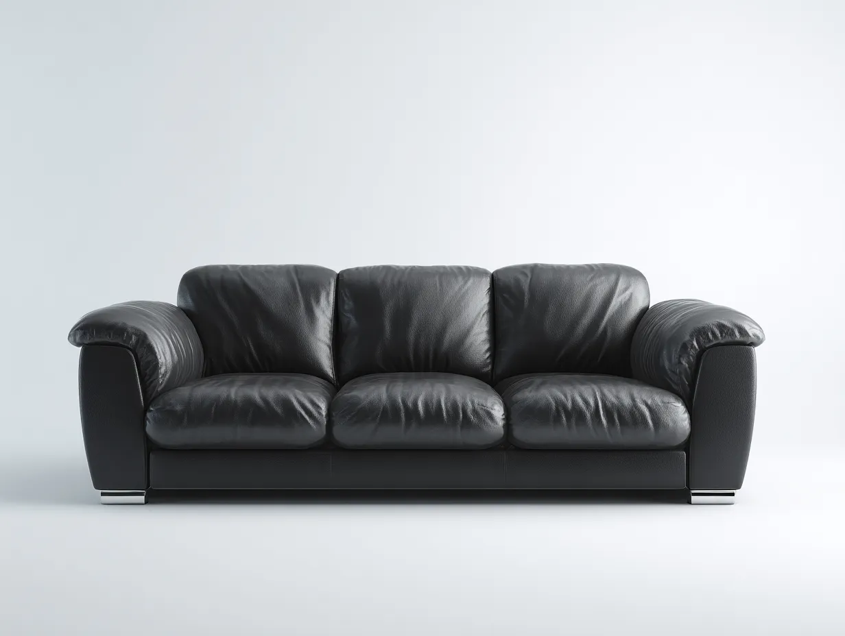 Canapé 3 places cuir 215x95x85 cm - noir - design contemporain-Homimyhome