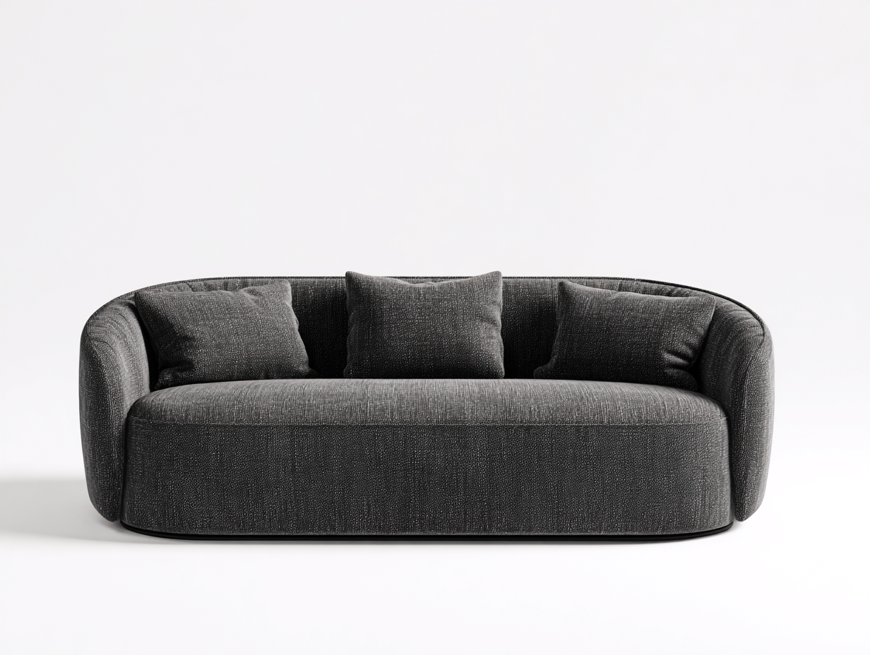 Canapé 3 places tissu rembourré 220x95x75 cm - gris foncé - design contemporain-Homimyhome