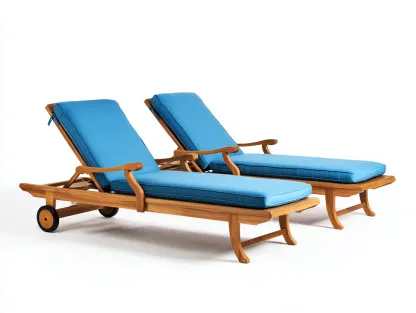 Bain de soleil en bois 198x76x80 cm - bleu - détente extérieure pour extérieur en lot de 2-Homimyhome