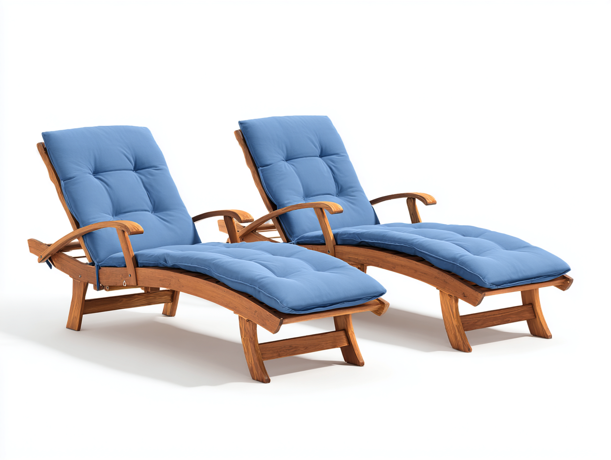 Bain de soleil en bois courbé 196x74x82 cm - bleu - détente extérieure pour extérieur en lot de 2-Homimyhome