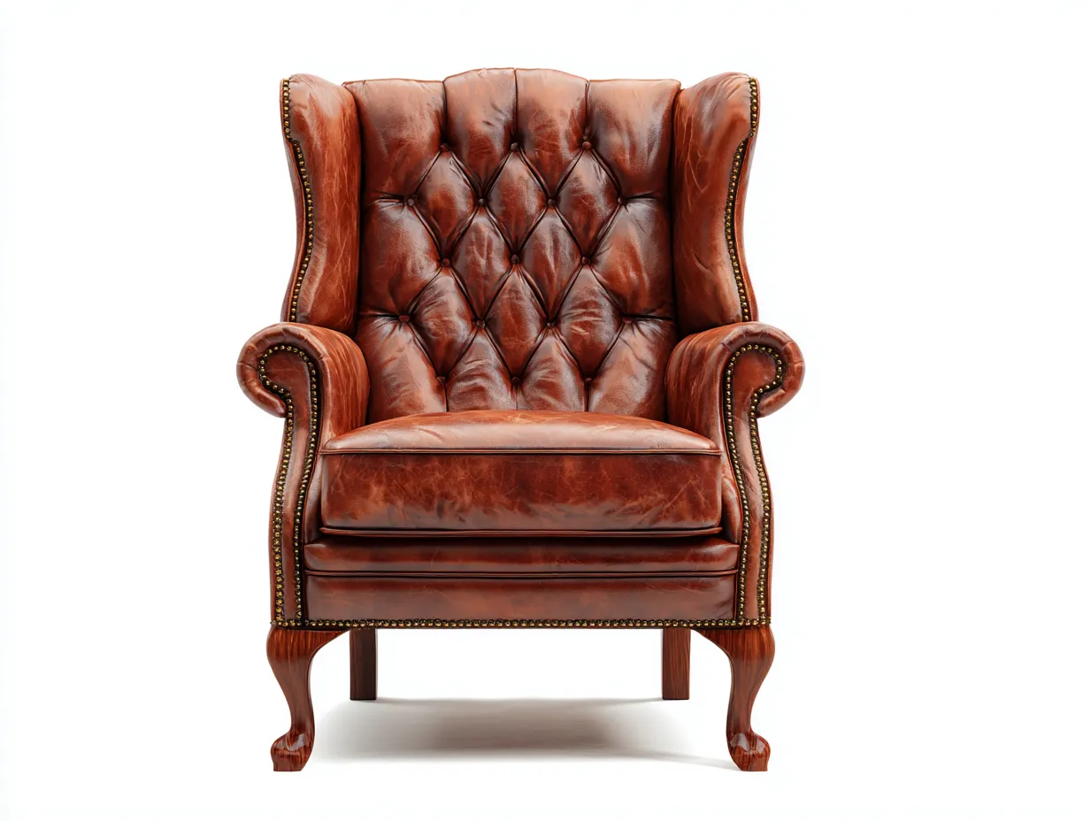 Ledersessel - Leder-Holz - 86x90x106 cm - Braun - Klassischer Ohrensessel-Loftupbase