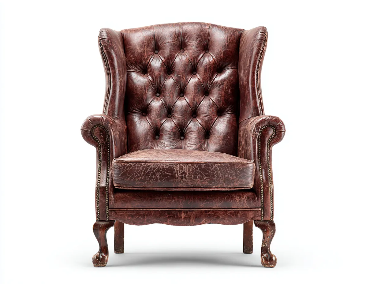 Ledersessel - Leder-Holz - 87x91x107 cm - Braun - Klassischer Ohrensessel-Loftupbase