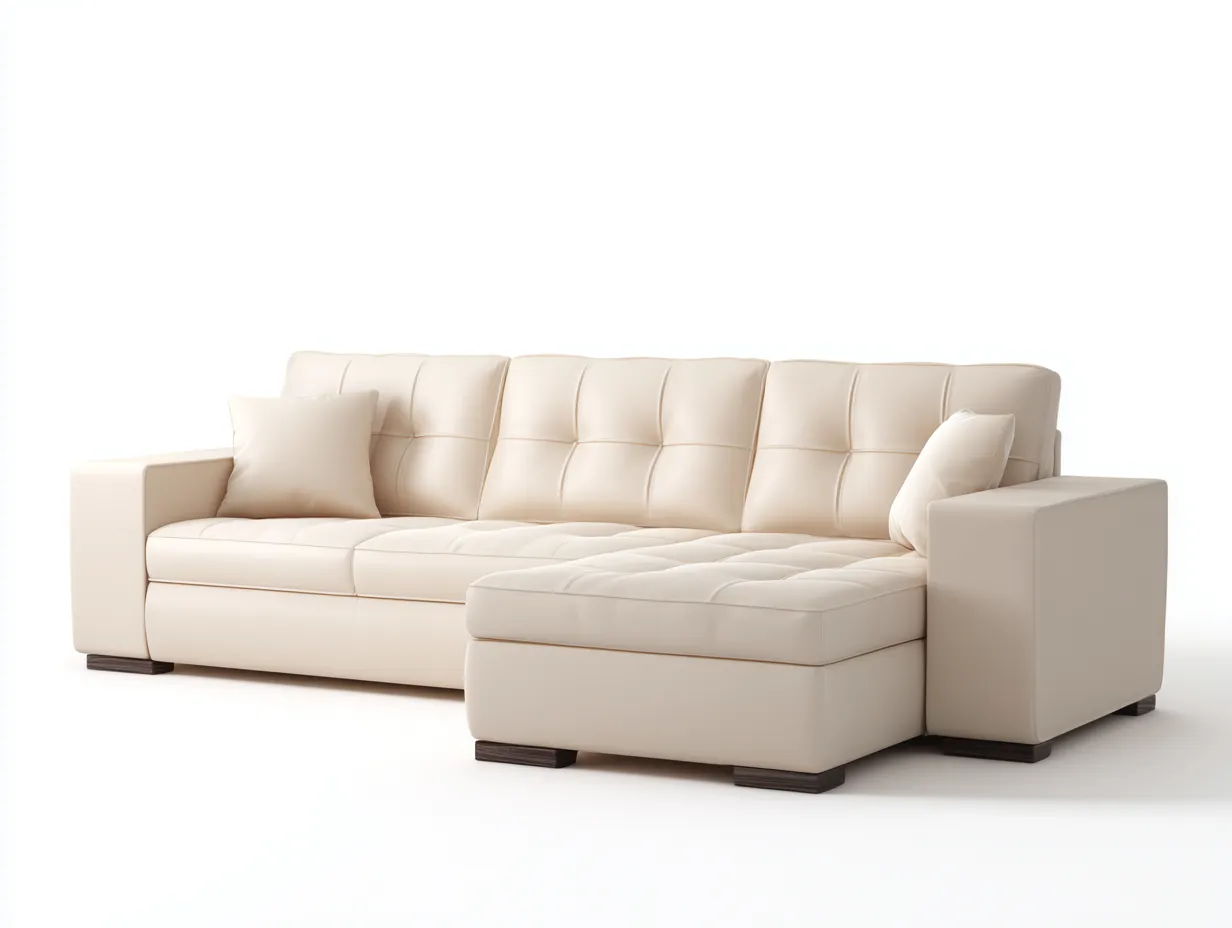 Ecksofa - Leder - 300x180x78 cm - Creme - Moderner Wohnstil-Loftupbase