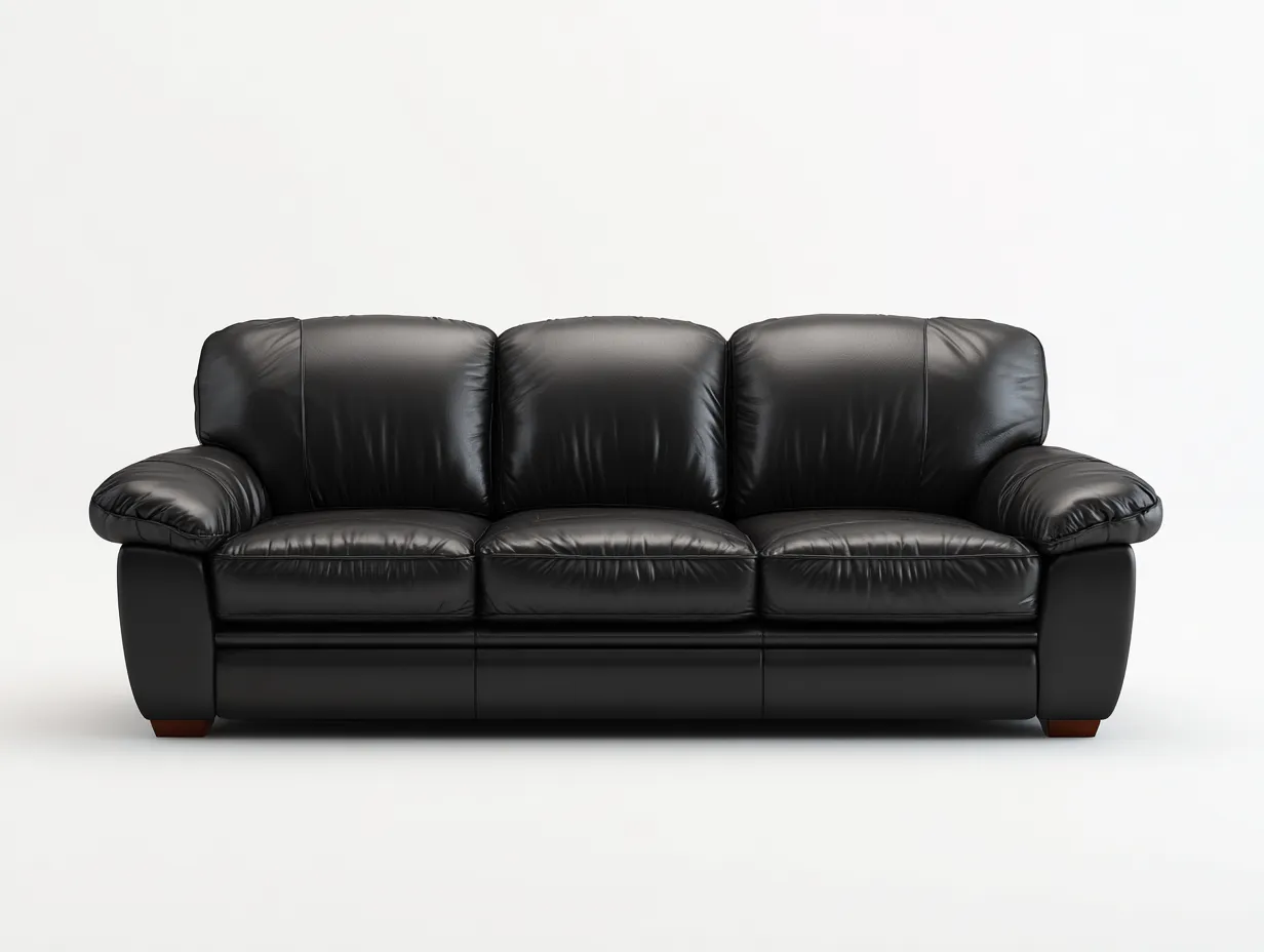 3 Sitzer Sofas - Echtleder - 212x95x78 cm - Schwarz - Klassischer Stil-Loftupbase
