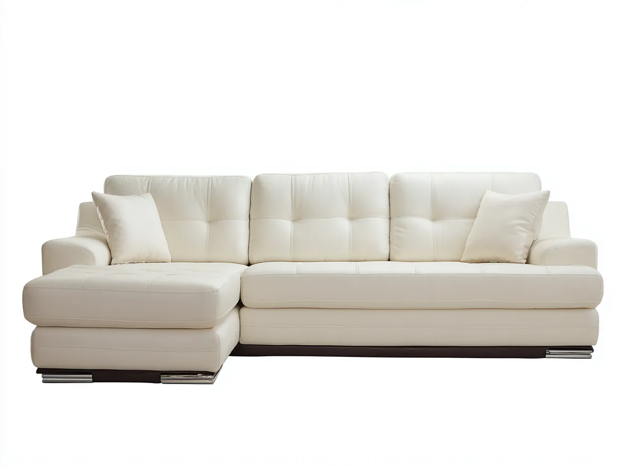 Ecksofa - Leder - 312x184x79 cm - Creme - Moderner Wohnstil-Loftupbase