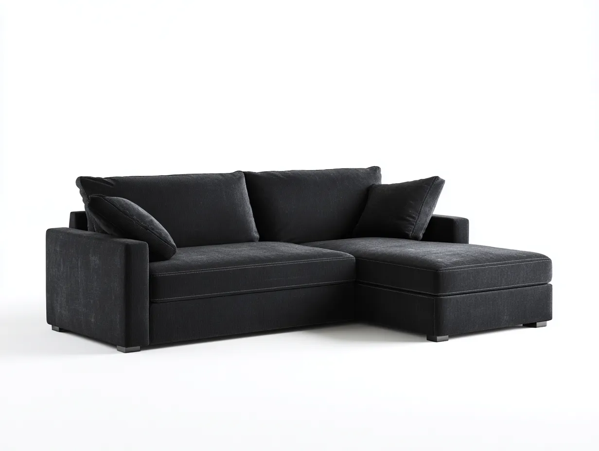 Ecksofa - Stoff - 286x168x76 cm - Schwarz - Moderner Wohnstil-Loftupbase
