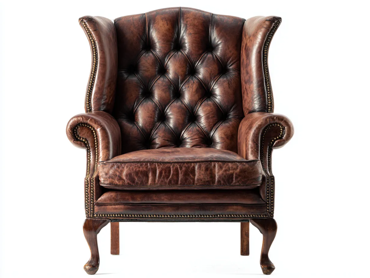 Ledersessel - Leder-Holz - 90x94x110 cm - Dunkelbraun - Klassischer Ohrensessel-Loftupbase