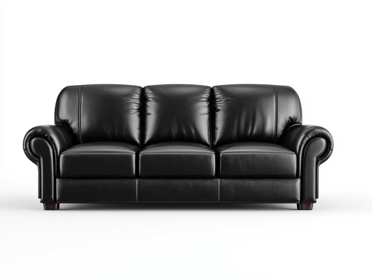 3 Sitzer Sofas - Echtleder - 216x98x80 cm - Schwarz - Klassischer Stil-Loftupbase