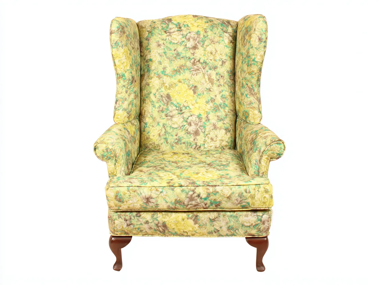 Stoffsessel - Stoff-Holz - 84x80x110 cm - Grün-Gelb - Klassischer Stil-Loftupbase