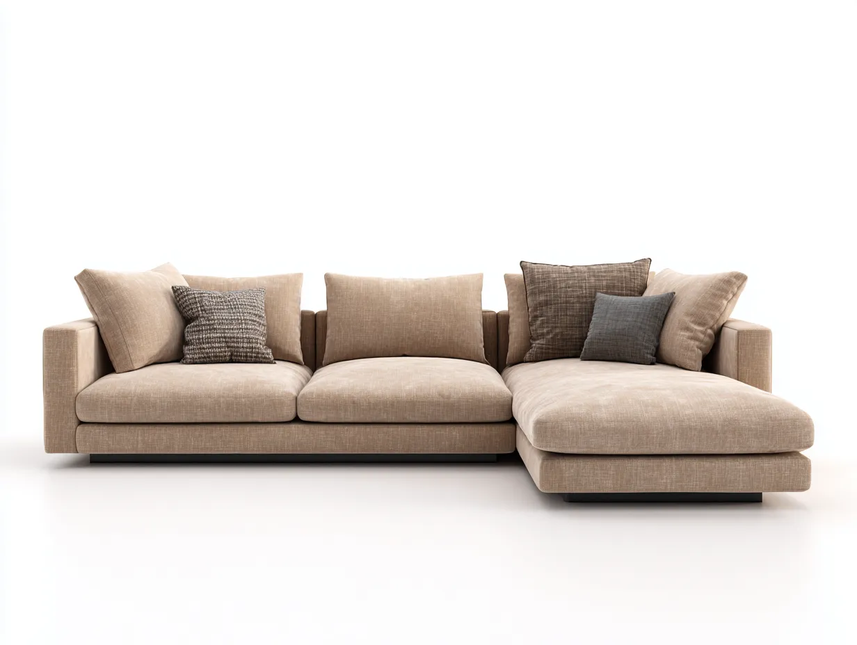 Ecksofa - Stoff - 304x182x80 cm - Beige-Braungrau - Moderner Wohnstil-Loftupbase