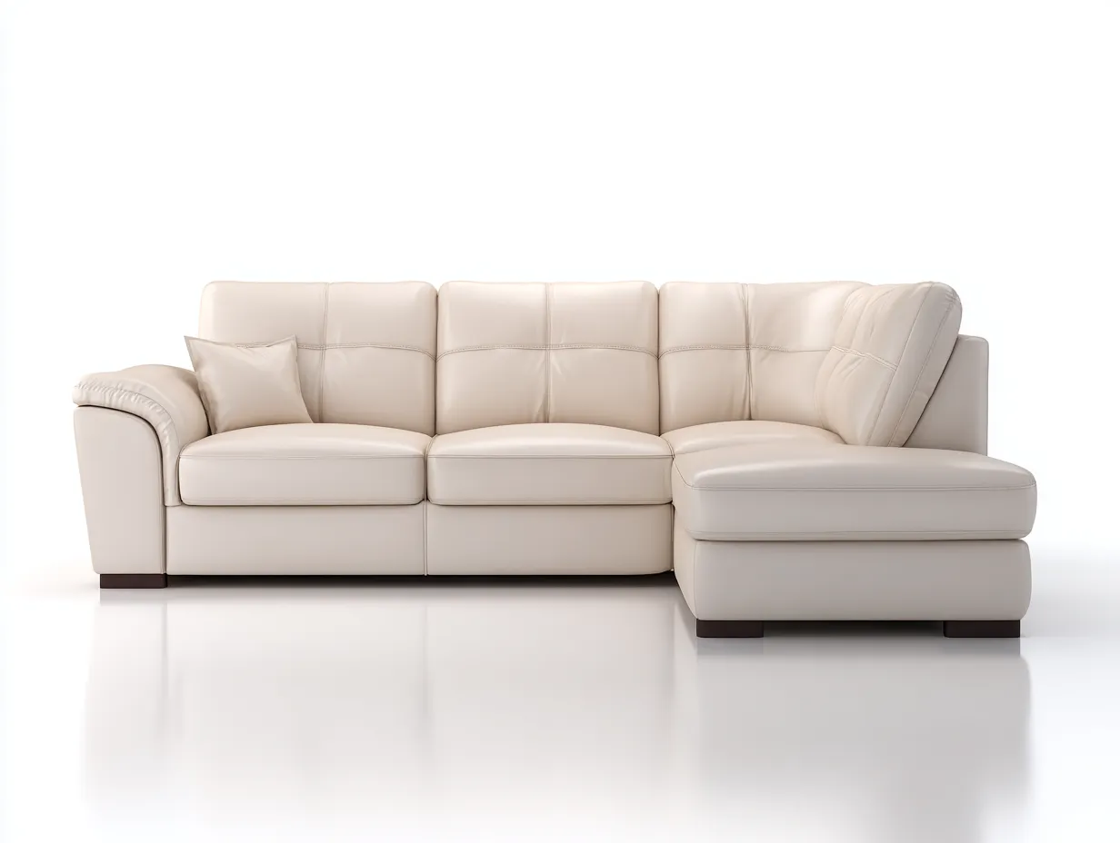 Ecksofa - Leder - 308x186x80 cm - Creme - Moderner Wohnstil-Loftupbase
