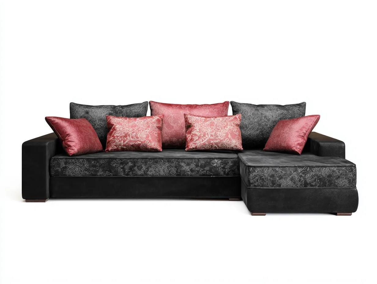 Ecksofa - Stoff - 298x174x78 cm - Schwarz-Rot - Moderner Wohnstil-Loftupbase