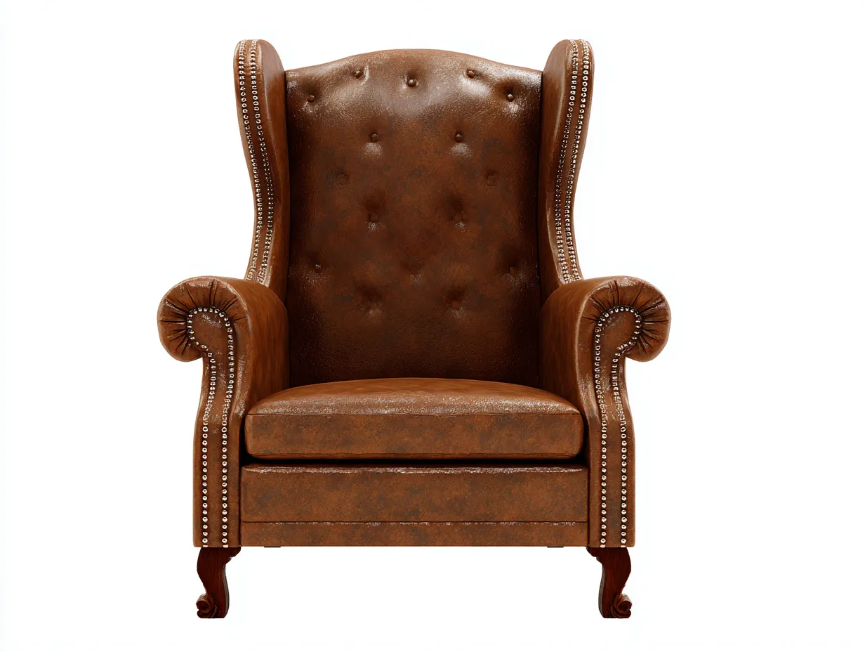 Ledersessel - Leder-Holz - 85x89x105 cm - Braun - Klassischer Ohrensessel-Loftupbase