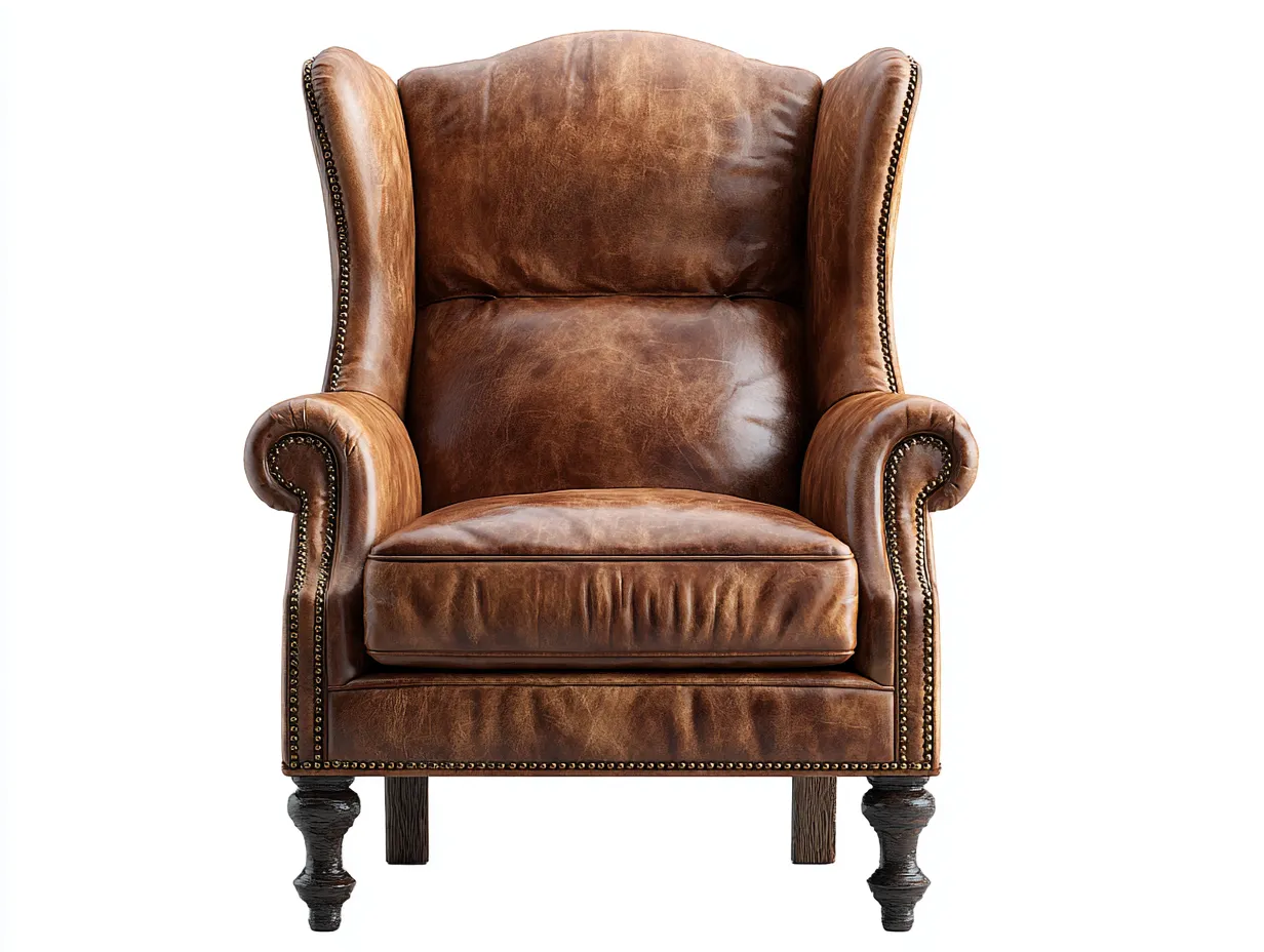 Ledersessel - Leder-Holz - 84x88x104 cm - Braun - Klassischer Ohrensessel-Loftupbase