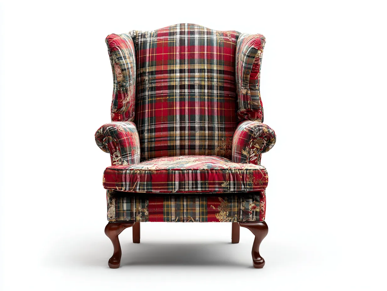 Stoffsessel - Stoff-Holz - 85x81x111 cm - Rot-Grün-Gelb - Klassischer Stil-Loftupbase