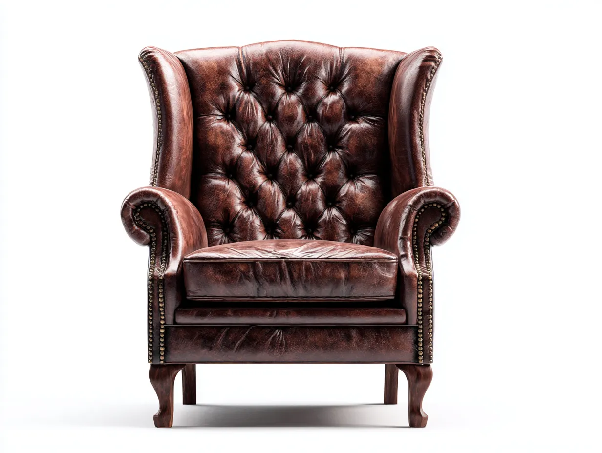 Ledersessel - Leder-Holz - 88x92x108 cm - Braun - Klassischer Ohrensessel-Loftupbase