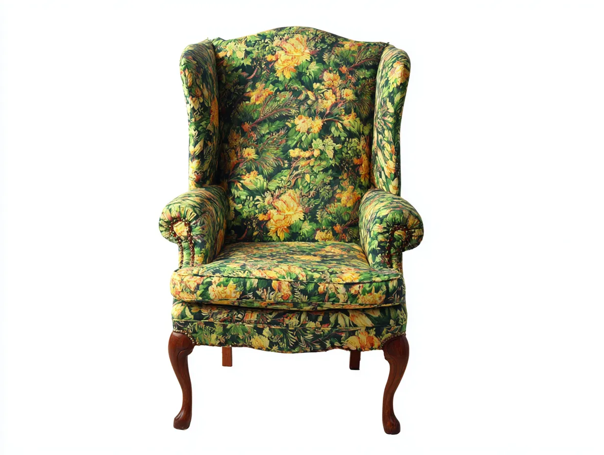 Stoffsessel - Stoff-Holz - 86x82x112 cm - Grün-Gelb - Klassischer Stil-Loftupbase