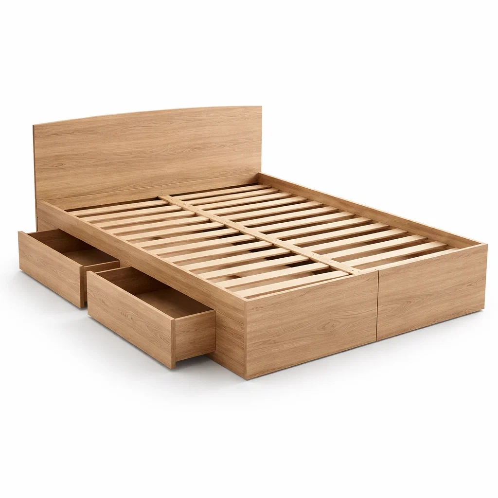 Letto in legno di rovere con cassetti-puredreamhaven