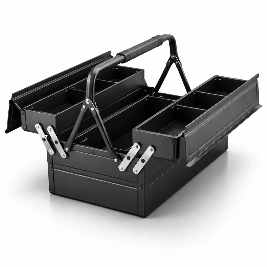 Cassetta degli attrezzi in acciaio nera 52x20x20 cm-puredreamhaven