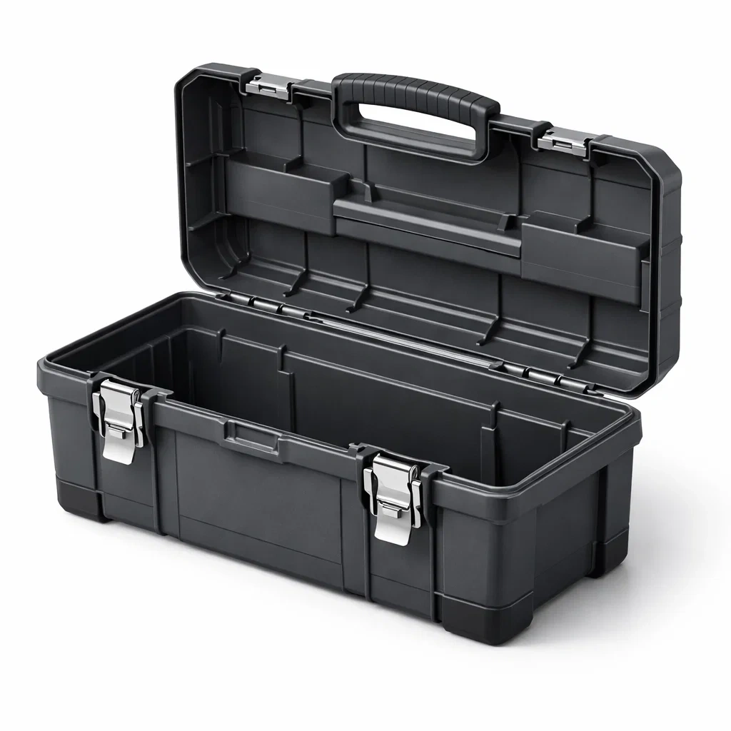 Cassetta degli attrezzi in plastica con chiusura in metallo nero-puredreamhaven