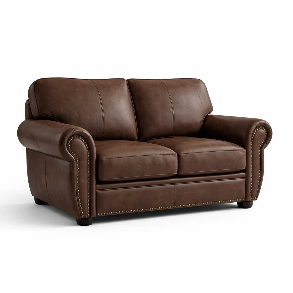 Divano a due posti in pelle sintetica marrone-puredreamhaven