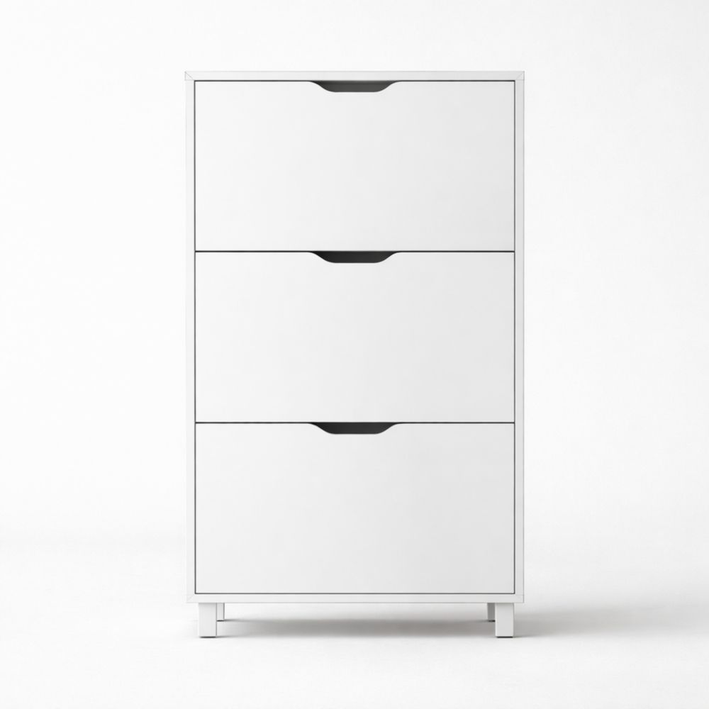 Meuble à tiroirs blanc 3 niveaux MDF 104x70x24 cm-homarivo