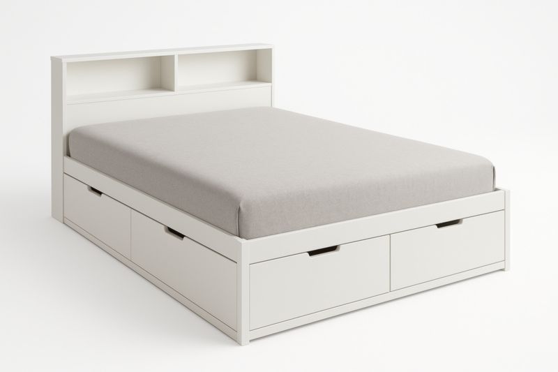 Lit plateforme avec rangements en MDF 140x200 cm Blanc-homarivo