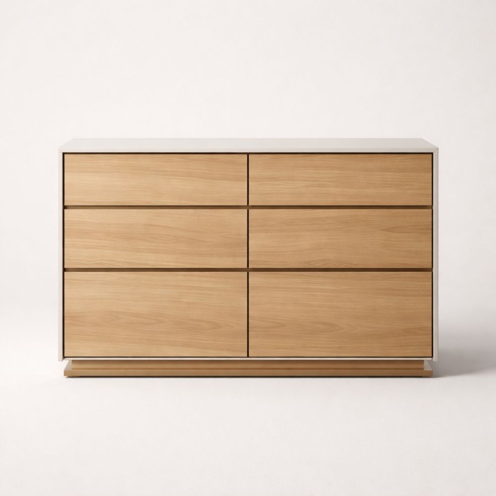 Commode 6 tiroirs en bois et MDF 120x40x80 cm-homarivo