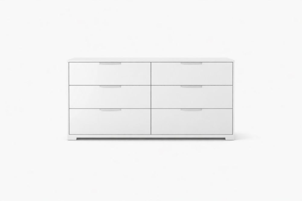 Commode à 6 tiroirs en bois blanc 123x50x75 cm-homarivo