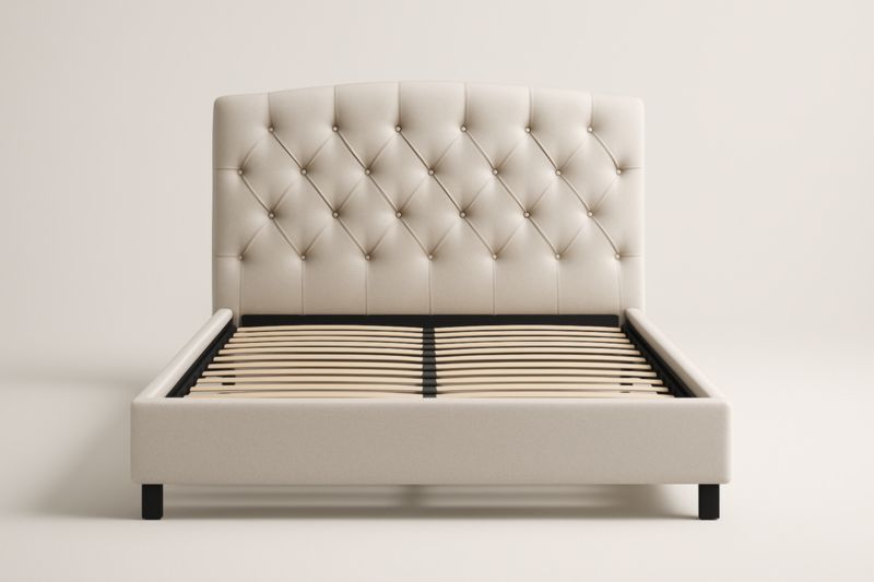 Lit double en tissu avec rembourrage en mousse 200x160 cm Beige-homarivo