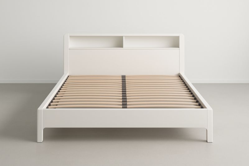 Lit en bois composite blanc avec tête de lit 150x210 cm-homarivo