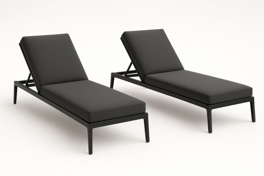 Lot de 2 chaises longues en aluminium gris anthracite avec coussins en mousse-stylonesto