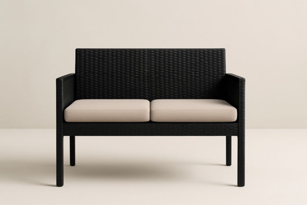 Canapé extérieur en résine tressée avec coussins beiges 130 cm-stylonesto