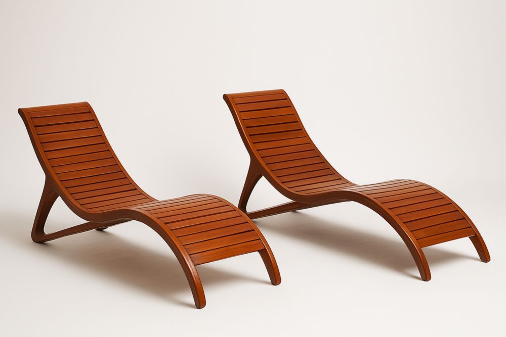 Set de 2 Chaises Longues en Bois Marron-stylonesto