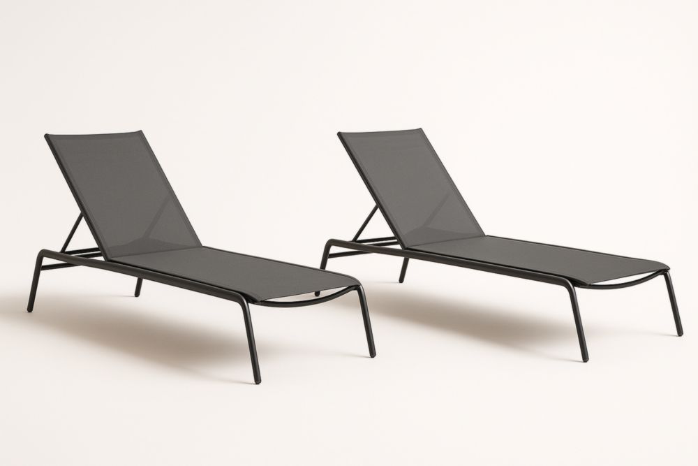 Paire de chaises longues en aluminium et textilène noir-stylonesto