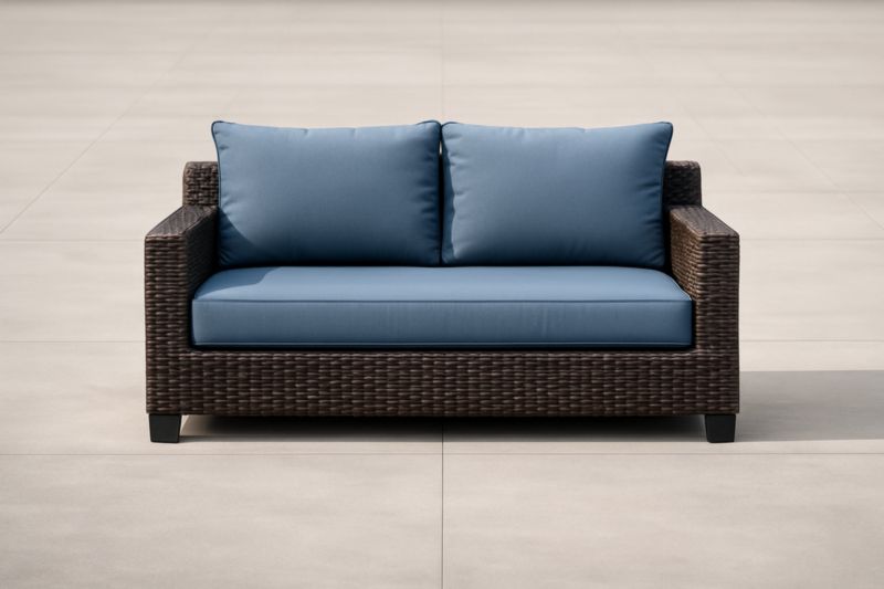Canapé extérieur en rotin avec coussins bleus-stylonesto