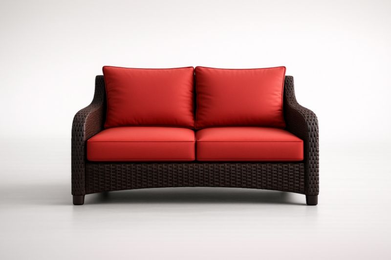 Canapé 2 Places Résine Tressée Rouge et Marron-stylonesto