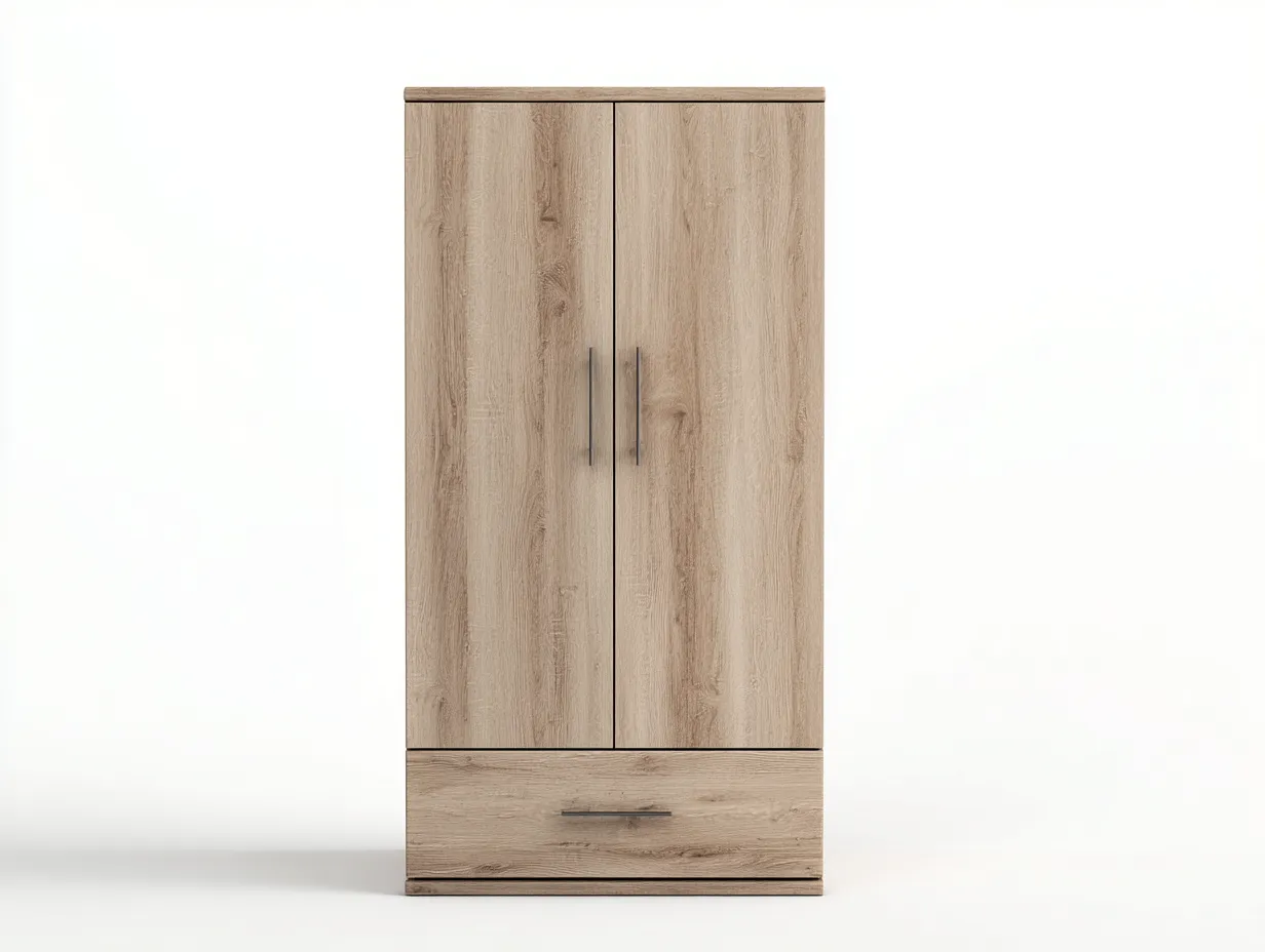 Armadio in legno naturale 90x55x190 cm – stile semplice-Cozyupbay