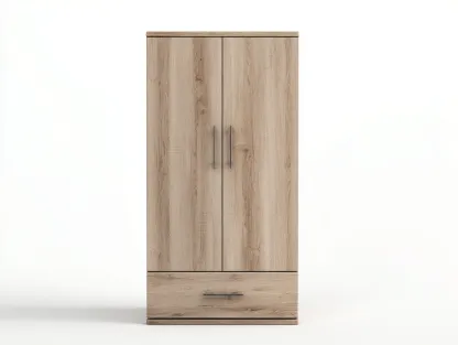 Armadio in legno naturale 90x55x190 cm – stile semplice-Cozyupbay