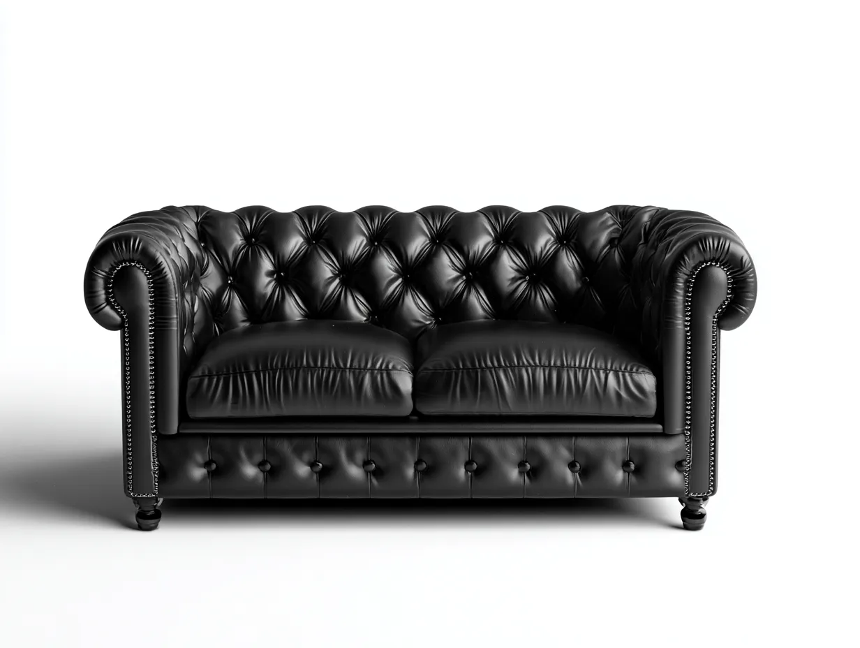 Divano 2 posti in velluto nero 174x88x76 cm – stile elegante-Cozyupbay