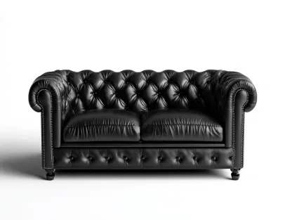 Divano 2 posti in velluto nero 174x88x76 cm – stile elegante-Cozyupbay