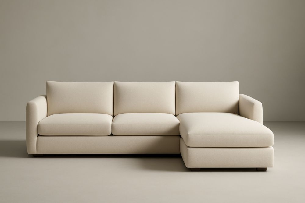 Canapé d'angle en tissu polyester beige