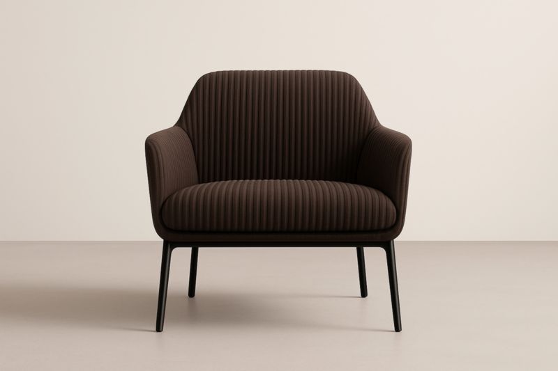 Fauteuil en tissu polyester côtelé Marron